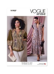 1937 Vogue Sandra Betzina A-Line Pleat Pocket Dress, Contrast Tunic Pattern ABC=GHIJ New